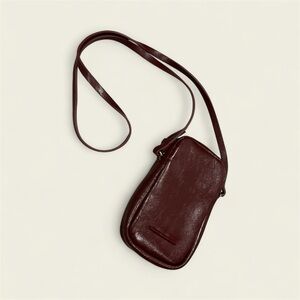 Pull&Bear Burgundy Pleather Crossbody Bag with Strap